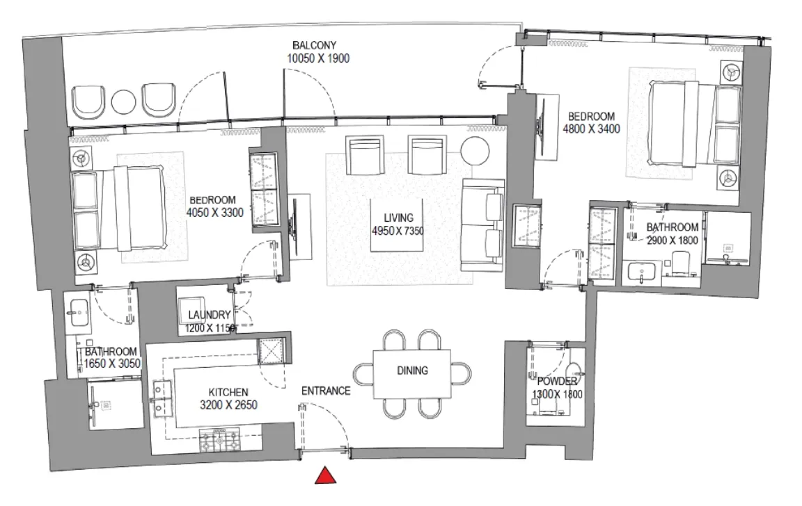 2 BR Floor Plan 1